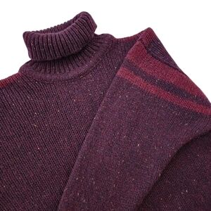 HIGHLAND CLUB men's turtleneck wool and silk blend made in UK burgundy medium